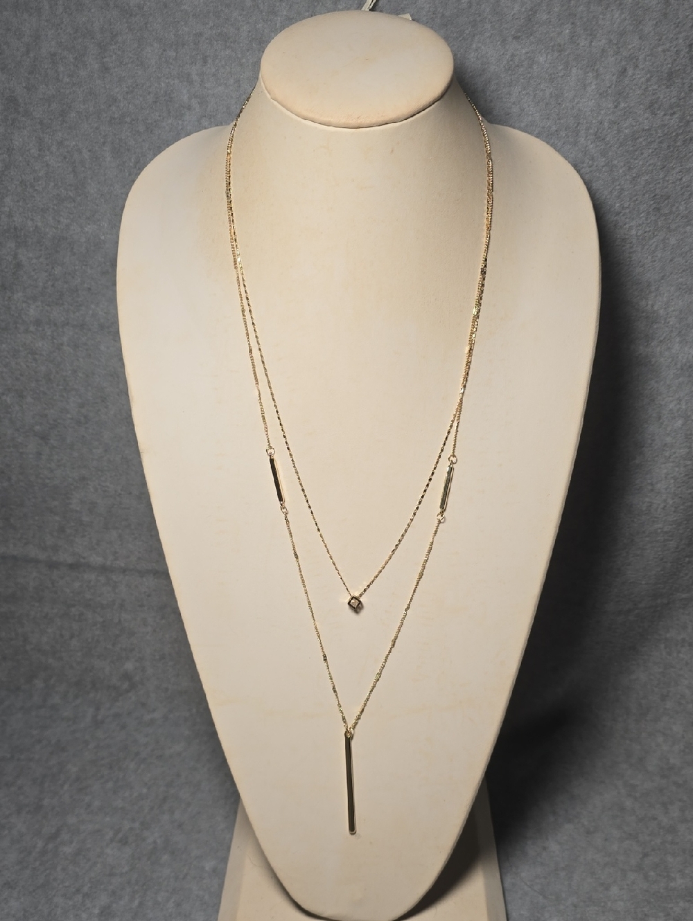 LC Lauren Conrad Gold Layered Bar and Charm Necklace